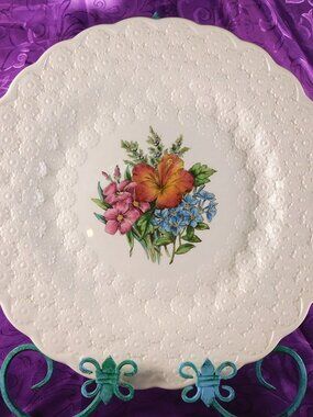 Spode Large Textured 13 Inch Chop Plate  in Bermuda Flowers # 25662